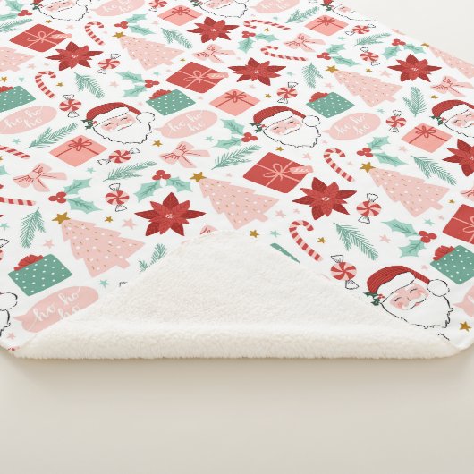 Feierliche Weihnachten in Rosa und Rot Sherpadecke (3/4)