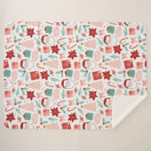 Feierliche Weihnachten in Rosa und Rot Sherpadecke (Vorderseite (Horizontal))