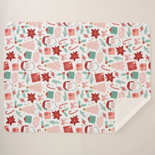 Feierliche Weihnachten in Rosa und Rot Sherpadecke (Vorderseite (Horizontal))