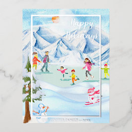 Feierliche Weihnachten Jahresgrüße Folien Feiertagspostkarte