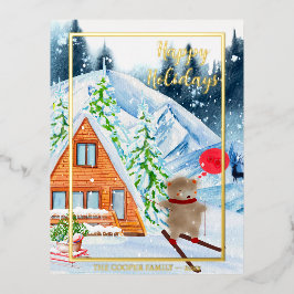 Feierliche Weihnachten Jahresgrüße Folien Feiertagspostkarte