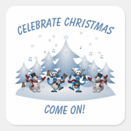 Feierliche Weihnachten kommen Quadratischer Aufkleber