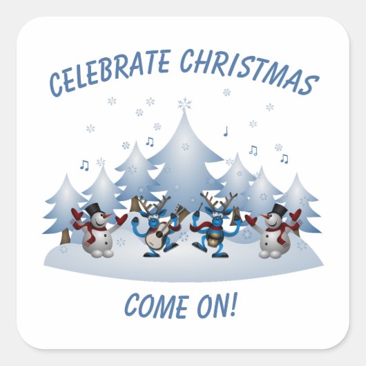 Feierliche Weihnachten kommen Quadratischer Aufkleber (Vorderseite)