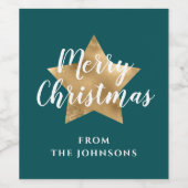 Feierliche Weihnachten mit dem Green Gold Star Weinetikett (Einzelnes Label)