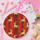 Feierliche Weihnachten mit Gold und Rotem Rentier Pappteller (Party)