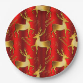 Feierliche Weihnachten mit Gold und Rotem Rentier Pappteller (Vorderseite)