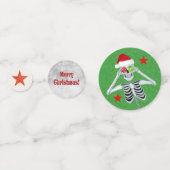 Feierliche Weihnachten mit Spaß Skelett Rote Gold Konfetti (Vorderseiten)