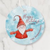 Feierliche Weihnachten Niedlich Gnome Custom Happy Geschenkanhänger (Rückseite)