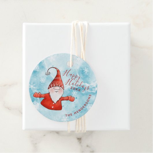 Feierliche Weihnachten Niedlich Gnome Custom Happy Geschenkanhänger (Beispiel)