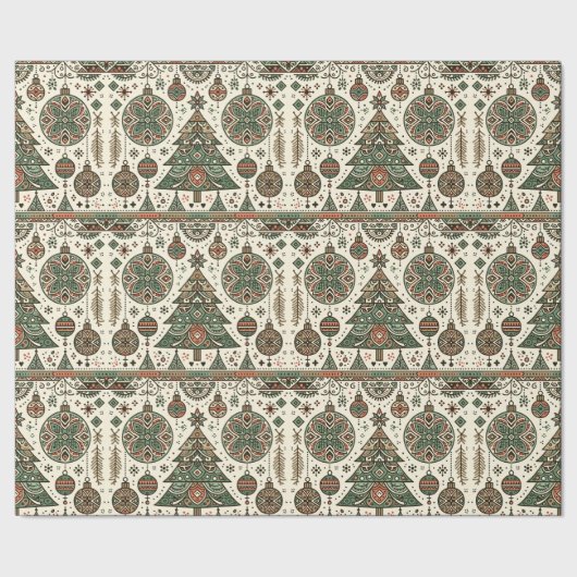 Feierliche Weihnachten Rot und Grün Geschenkpapier (Saum)