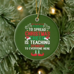 Feierliche Weihnachten Spanischer Lehrer fühlen S Keramik Ornament