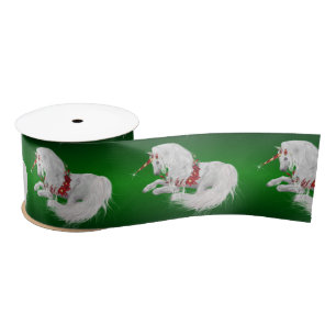 Feierliche Weihnachten Unicorn Green Ombre Satinband