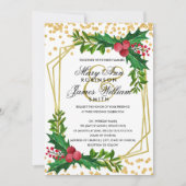 Feierliche Weihnachten Weihnachten Holly White Einladung (Vorderseite)