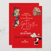 Feierliche Weihnachten zusammenkommen Einladung (Vorne/Hinten)