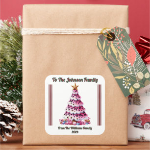 Feierliche Weihnachtsaufkleber für Geschenke Quadratischer Aufkleber