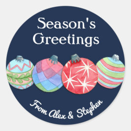 Feierliche Weihnachtsbälle im Text dunkelblau Runder Aufkleber