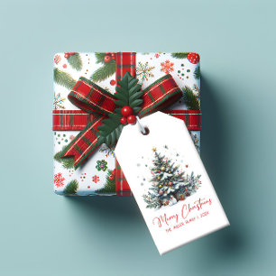 Feierliche Weihnachtsbaum Frohe Weihnachten Geschenkanhänger