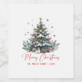 Feierliche Weihnachtsbaum Frohe Weihnachten Weinetikett (Einzelnes Label)