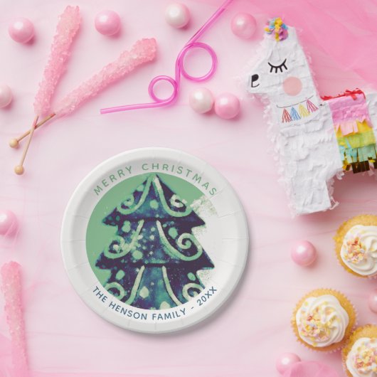 Feierliche Weihnachtsbaumfeiertage Pappteller (Party)