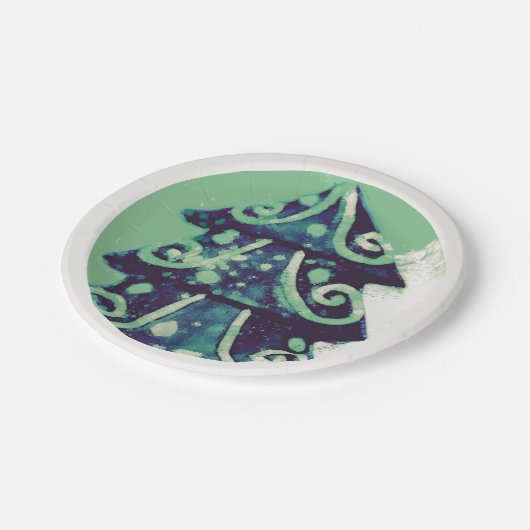 Feierliche Weihnachtsbaumtage Pappteller (Schrägansicht)