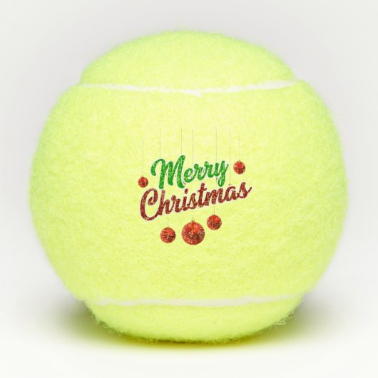 Feierliche Weihnachtsdekoration mit Roten Ornament Tennisbälle (Vorderseite)