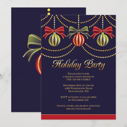 Feierliche Weihnachtsfeier Einladung (Vorne/Hinten)