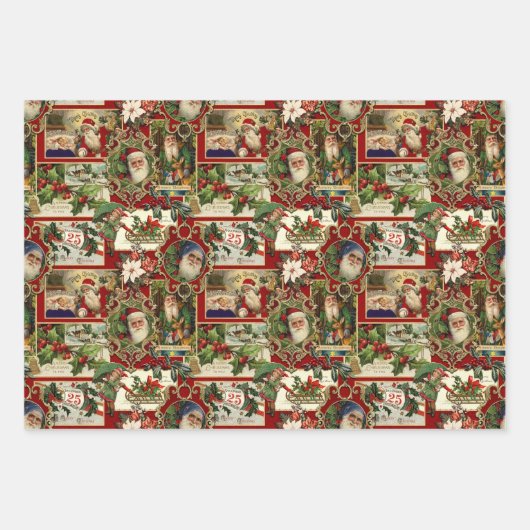 Feierliche Weihnachtsfeier Ephemera Collage Geschenkpapier Set (Vorderseite 2)