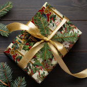 Feierliche Weihnachtsfeier Ephemera Collage-Gold Geschenkpapier