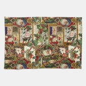 Feierliche Weihnachtsfeier Ephemera Collage-Gold Geschirrtuch (Horizontal)