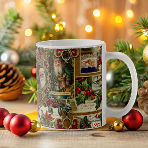 Feierliche Weihnachtsfeier Ephemera Collage-Gold Kaffeetasse