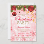 Feierliche Weihnachtsfeier Gold & Rot Einladung (Vorderseite)