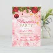 Feierliche Weihnachtsfeier Gold & Rot Einladung (Stehend Vorderseite)