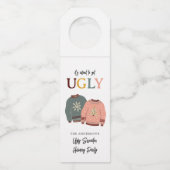 Feierliche Weihnachtsfeier im Ugly Sweater Flaschenanhänger (Vorderseite)