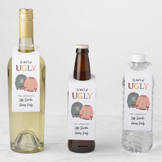 Feierliche Weihnachtsfeier im Ugly Sweater Flaschenanhänger (Beispiel)