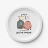 Feierliche Weihnachtsfeier im Ugly Sweater Pappteller (Vorderseite)