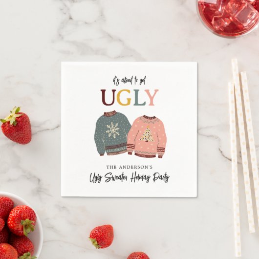 Feierliche Weihnachtsfeier im Ugly Sweater Serviette (Beispiel)