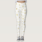 Feierliche Weihnachtsfeier mit weißem Goldschneefl Leggings (Vorderseite)