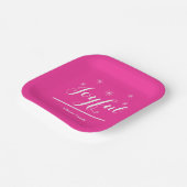 Feierliche Weihnachtsfeier Name Moderner Chic Pink Pappteller (Gewinkelt)