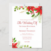 Feierliche Weihnachtsfeier Poinsettia Blumenhochze Magneteinladung (Vorderseite)