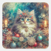 Feierliche Weihnachtsfeier Quadratischer Aufkleber (Vorderseite)