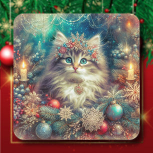 Feierliche Weihnachtsfeier Quadratischer Aufkleber