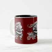 Feierliche Weihnachtsfeier Reiten mit Veranstaltun Zweifarbige Tasse (Vorderseite Links)
