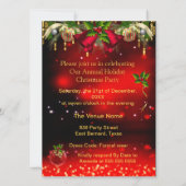 Feierliche Weihnachtsfeier Rot Einladung (Rückseite)