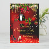 Feierliche Weihnachtsfeier Rot Einladung (Stehend Vorderseite)