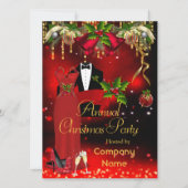 Feierliche Weihnachtsfeier Rot Einladung (Vorderseite)