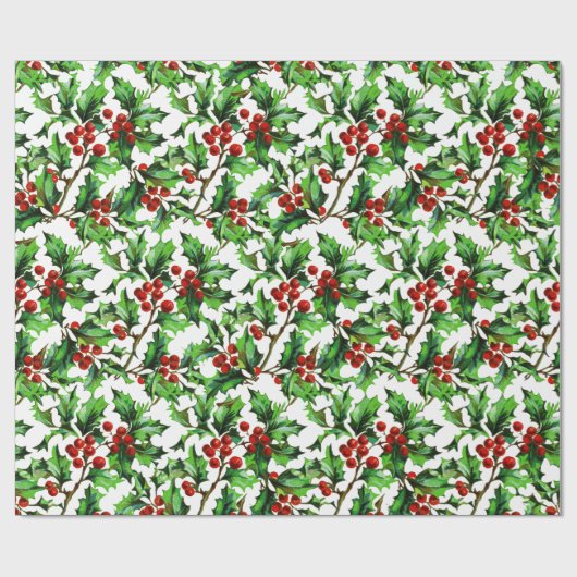 Feierliche Weihnachtsfeier Rote Berries Geschenkpapier (Flach)