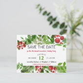 Feierliche Weihnachtsfeier Save the Date Ankündigungspostkarte (Stehend Vorderseite)