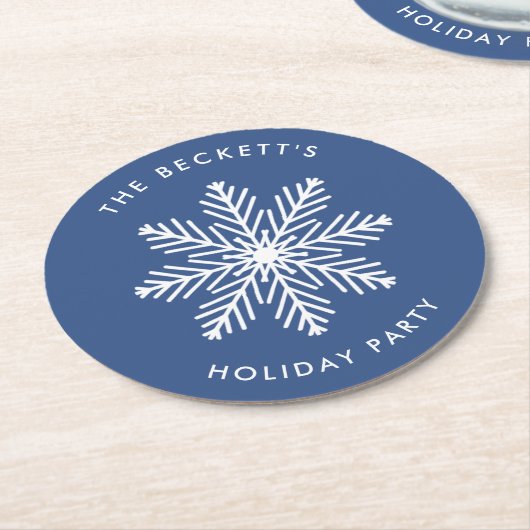 Feierliche Weihnachtsfeier Snowflake Runder Pappuntersetzer (Angewinkelt)
