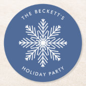Feierliche Weihnachtsfeier Snowflake Runder Pappuntersetzer (Vorderseite)