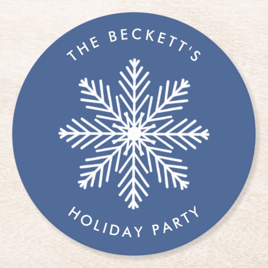 Feierliche Weihnachtsfeier Snowflake Runder Pappuntersetzer (Vorderseite)